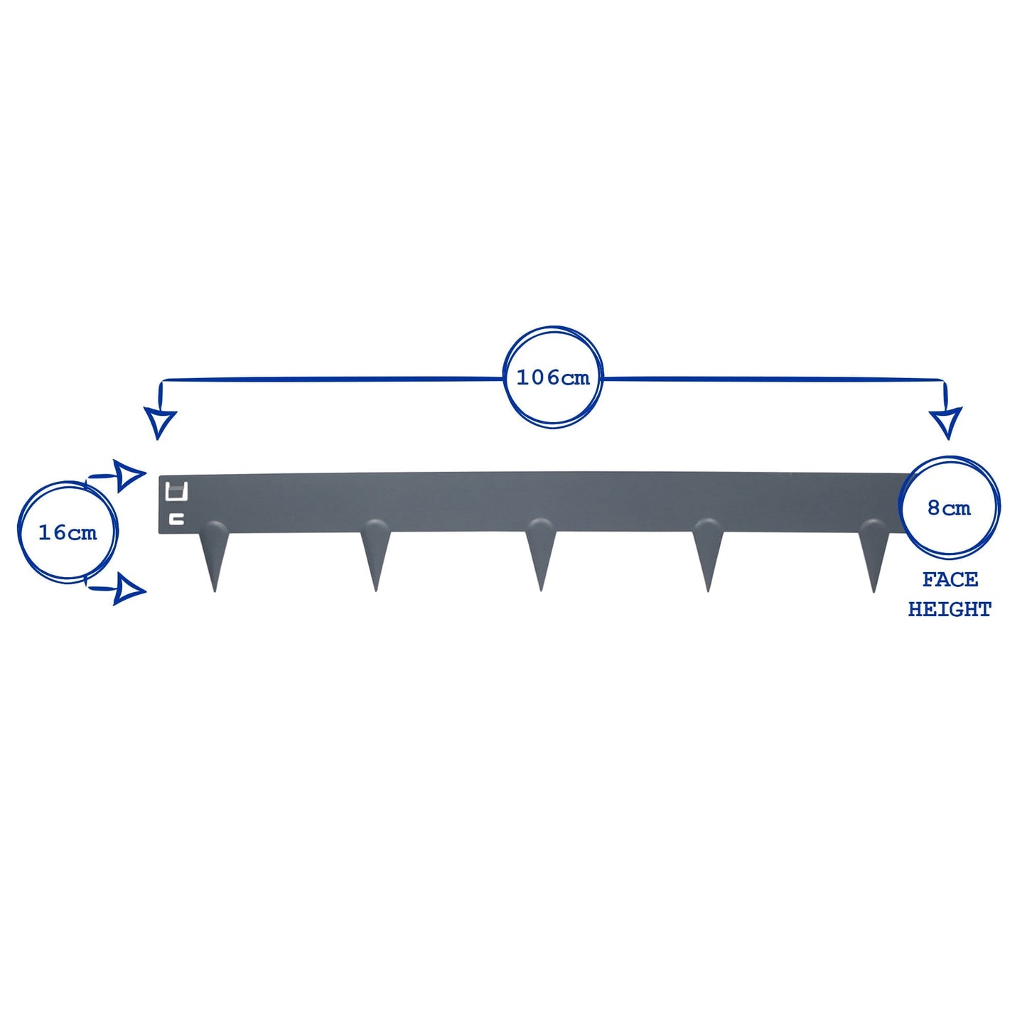 5pc Steel Lawn Edging Set - 5m x 8cm