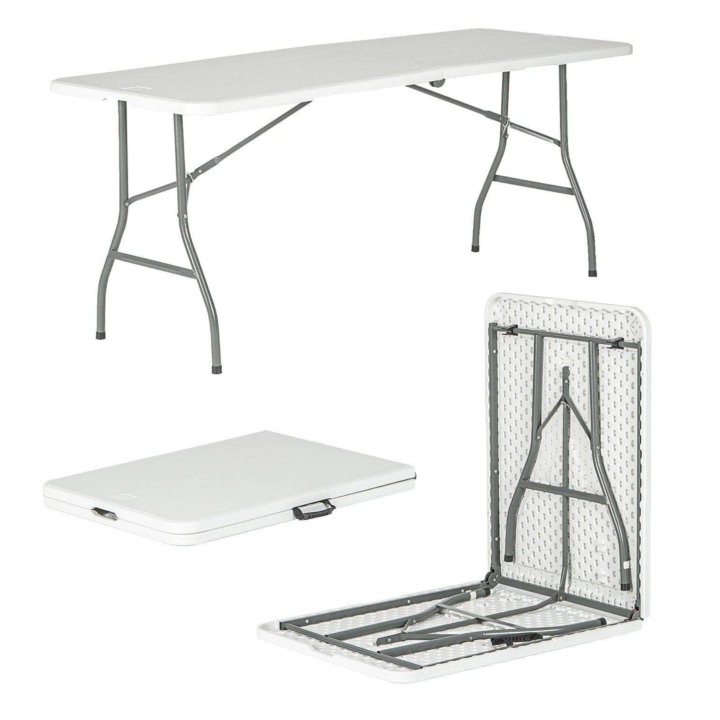 6ft (180cm) White Rectangle Plastic Folding Trestle Table