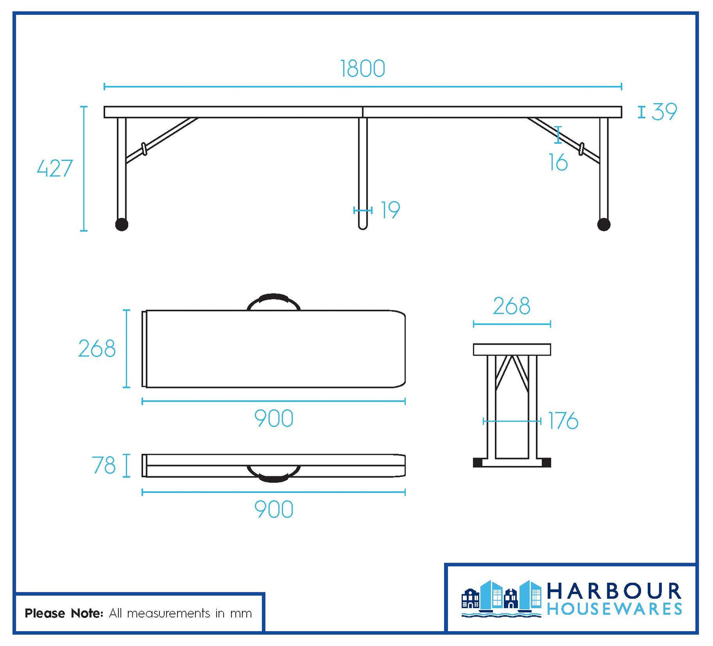 6 Feet Folding Table & Bench Set - 180cm