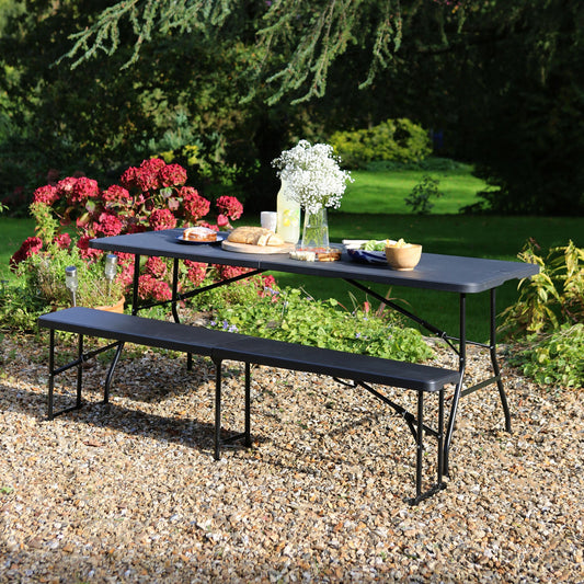 Folding Table, Bench & Chair Set - 180cm (6ft)