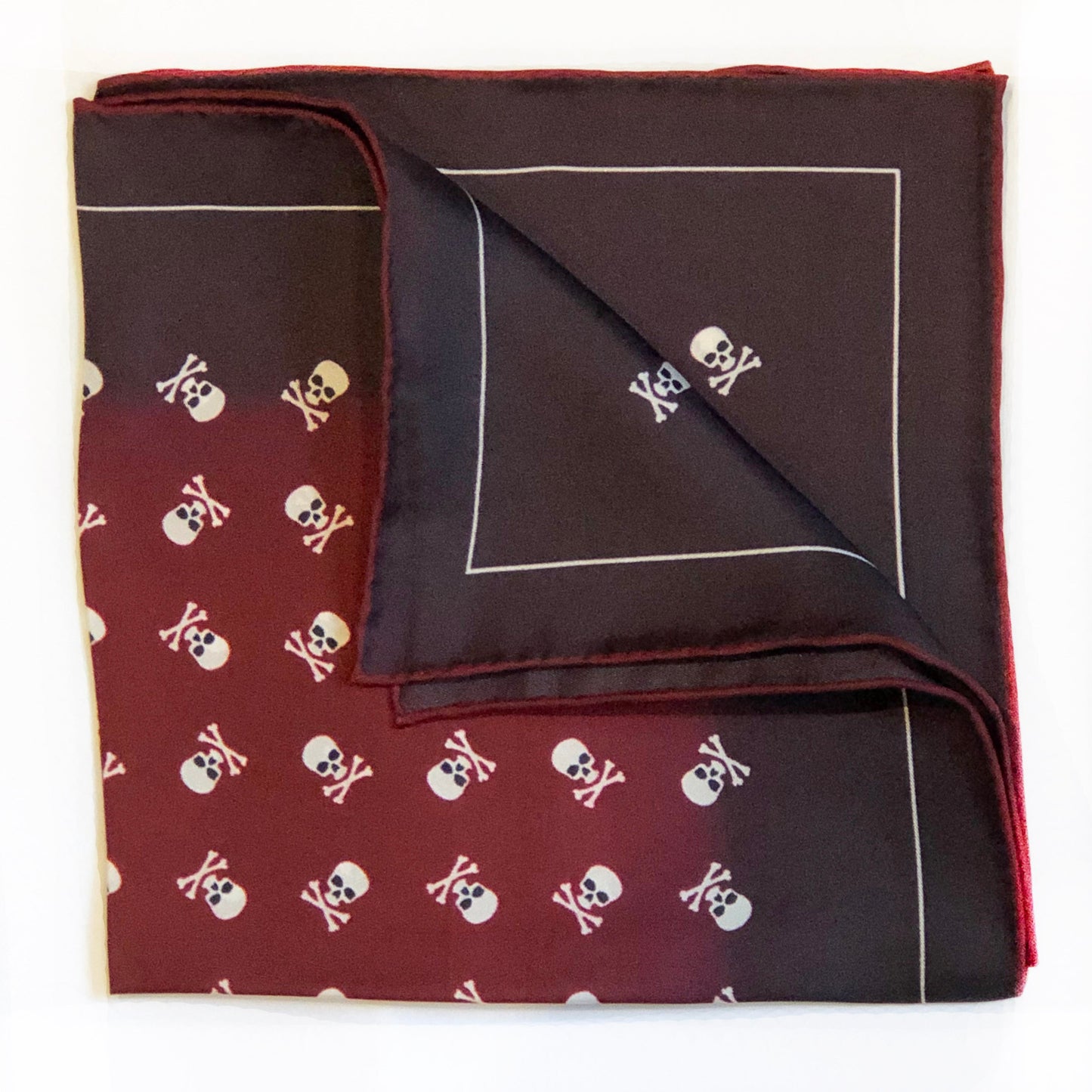 Skull & Crossbones Claret Pocket Square