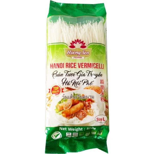HUONG SEN Hanoi Rice Vermicelli Bun Tuoi Gia Truyen Ha Noi Pho (L) 400g