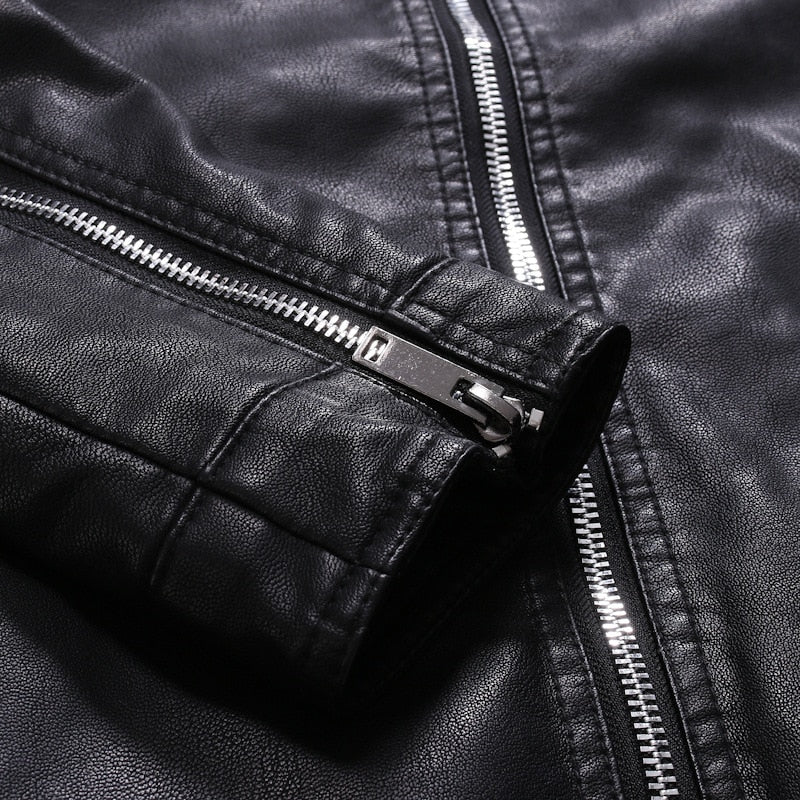 Faux Leather Jacket Motorcycle Jackets Black Jaqueta de Couro Masculina Outwear Male PU Leather