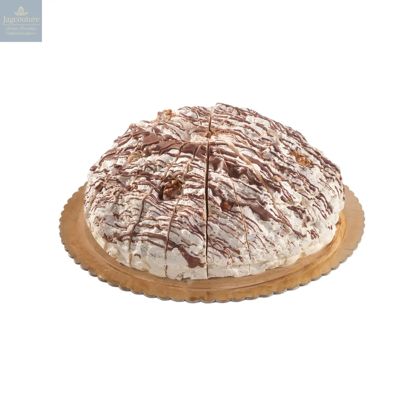 Heart of Gianduja filled handmade soft nougat cake