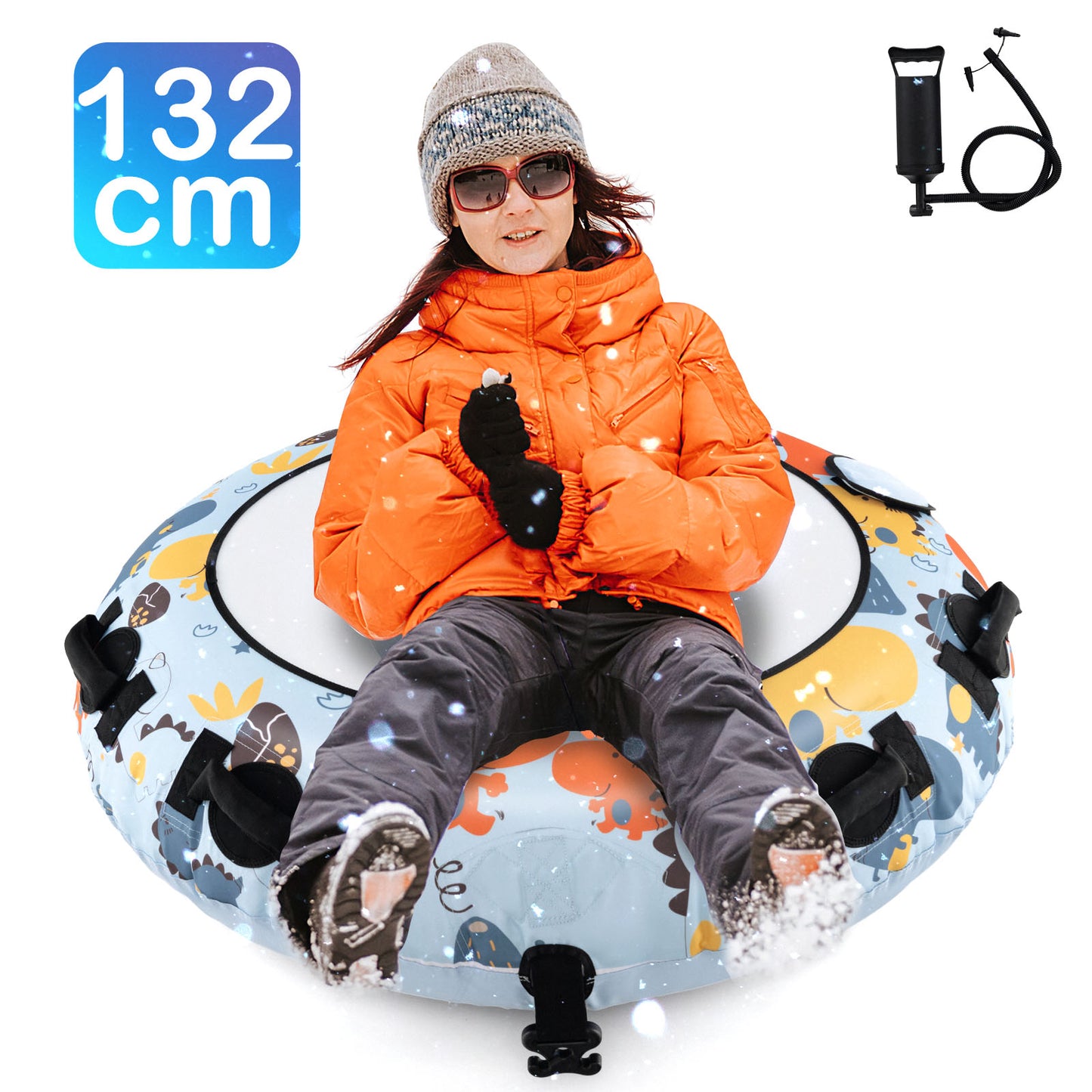 52 Inches Heavy Duty Snow Tube with Premium Oxford Cover-Blue