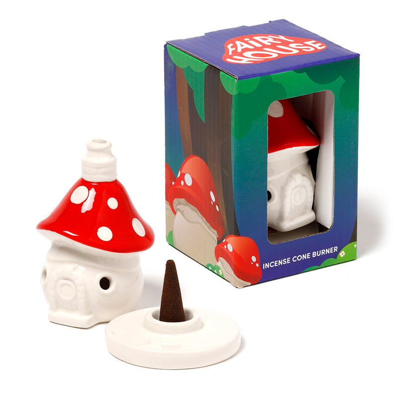 Fairy Toadstool House Ceramic Incense Cone Burner