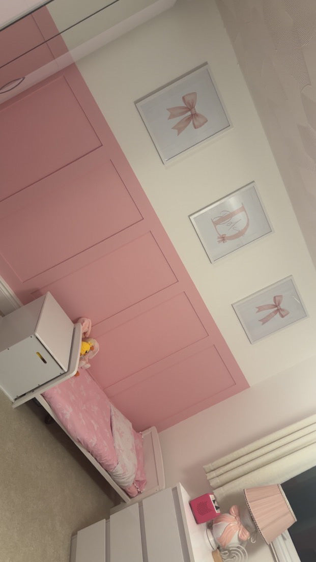 Personalised Pink Bow Wall Art Set – Custom Initial & Name Nursery Print