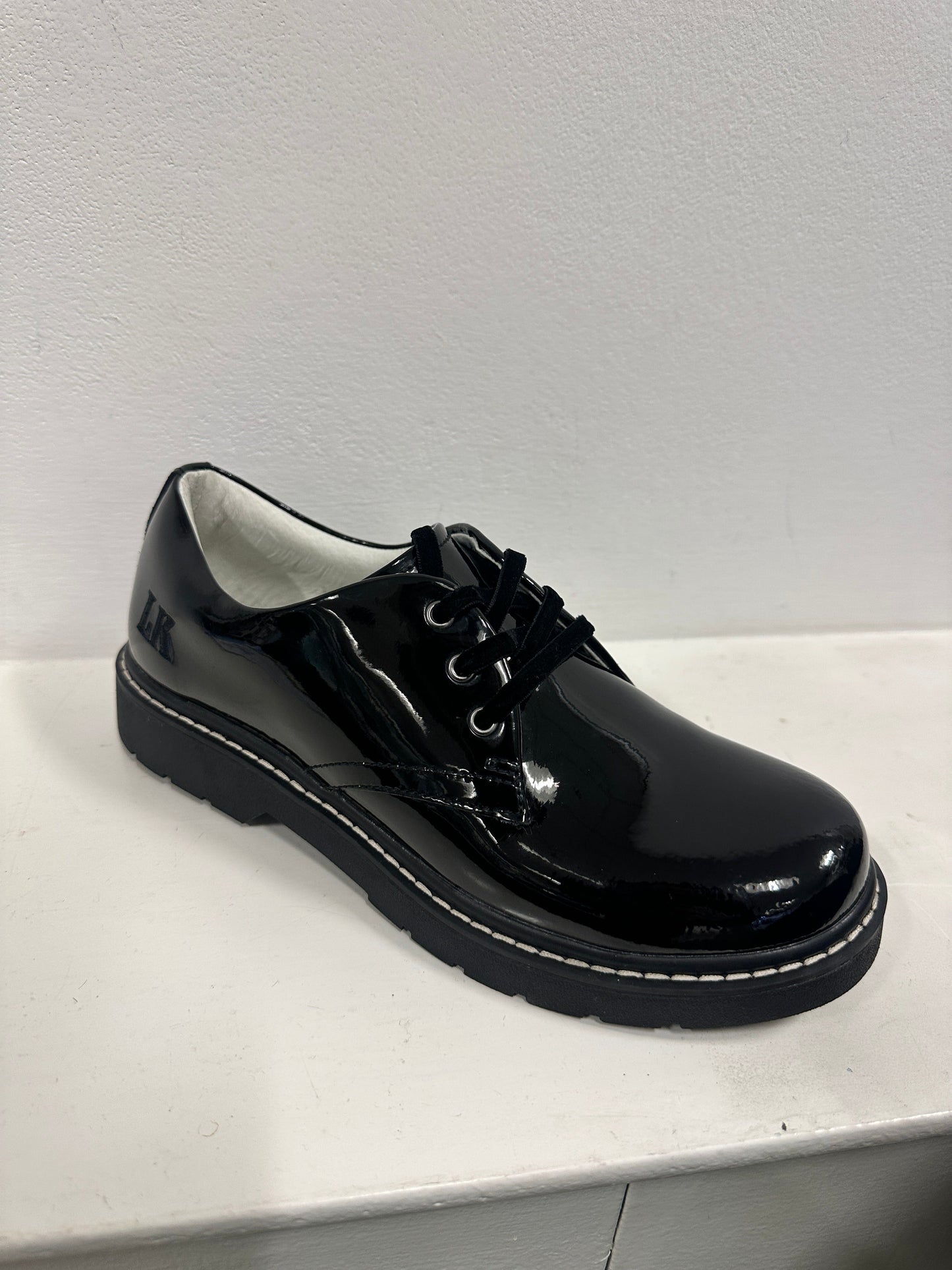 Lelli Kelly Leah Chunky Lace Up School Shoes Patent Miss LK - NO RAINBOW CHARM