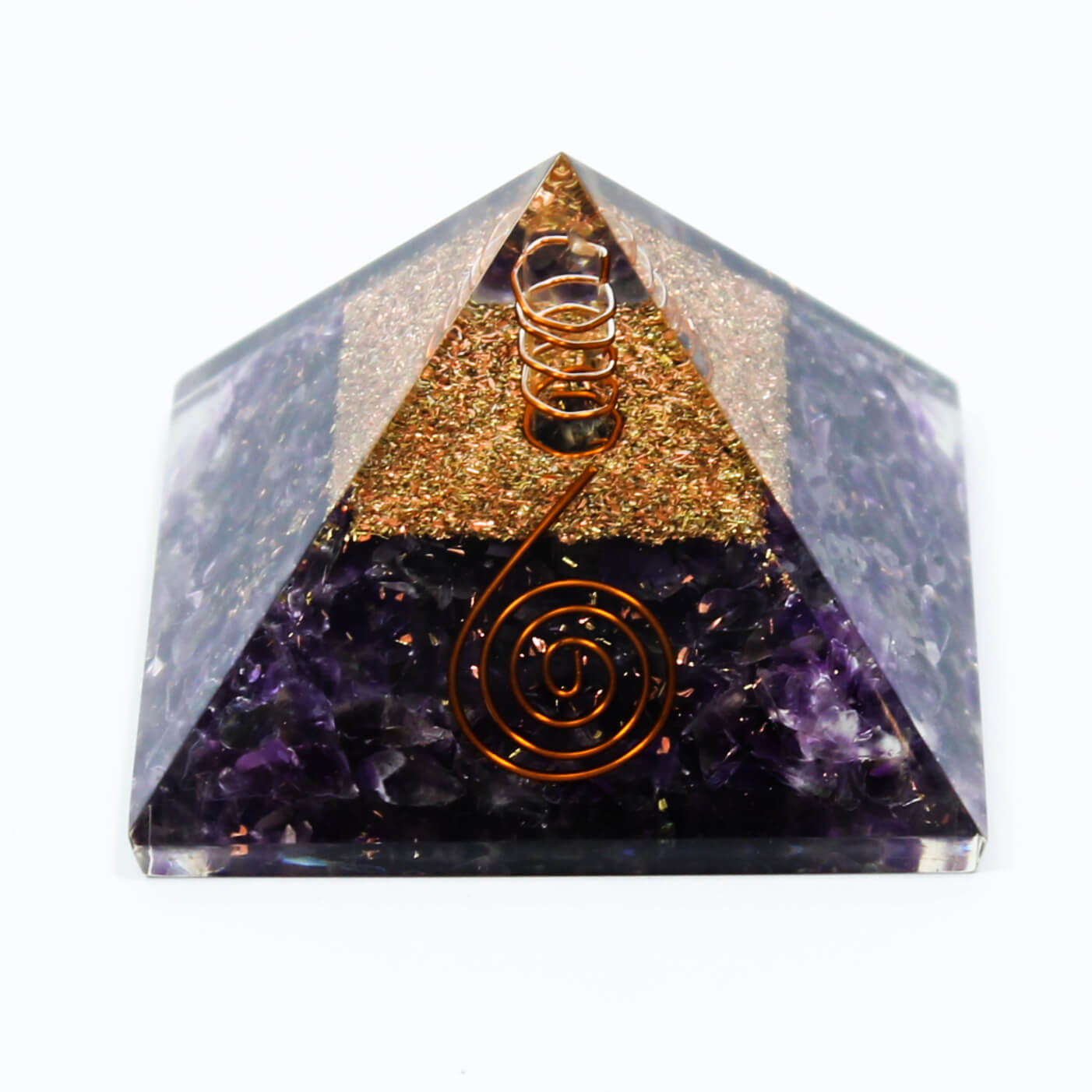 Amethyst With Copper Quartz Orgone Pyramid (7cm)