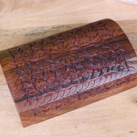Aipur Sheesham Wood Carved Treasure Chest Box