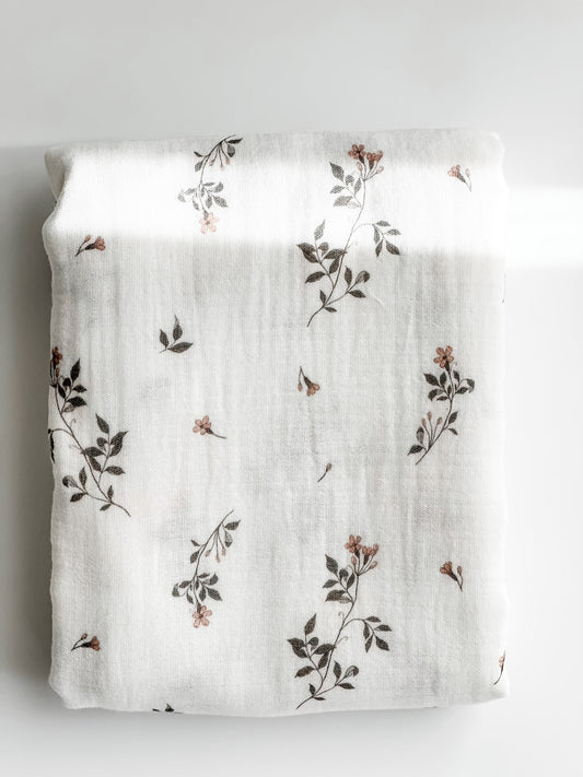 Baby Blanket - Muslin Swaddle - Jasmine Rose