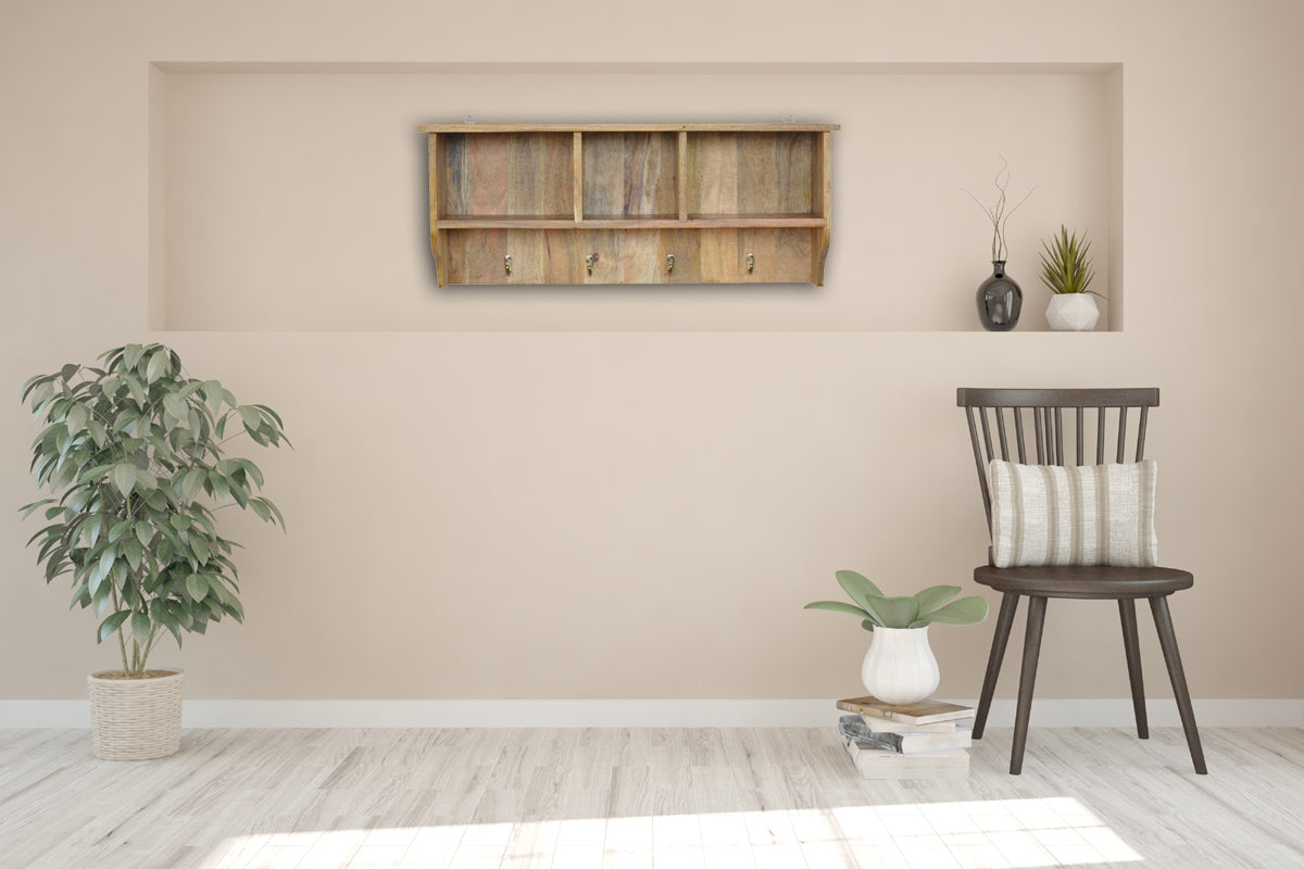 Floating Coat Rack with 3 Shelves