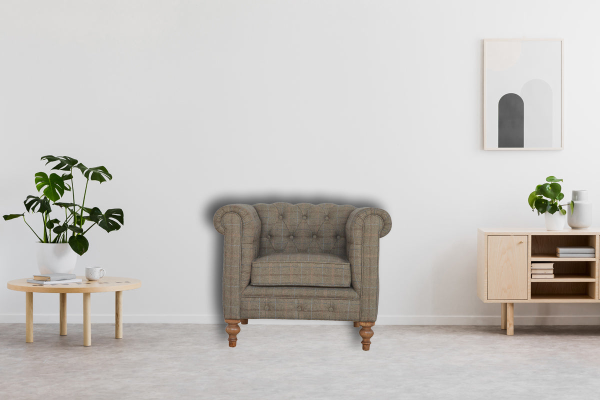 Chesterfield Multi Tweed Armchair
