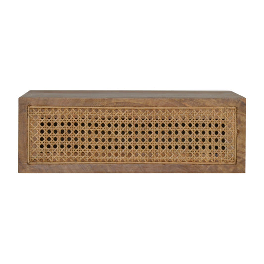 Wall Mounted Ratten Bedside Table | Oak Rattan Wall-Mounted