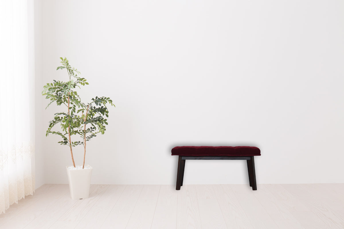 Wine Red Velvet Hallway Bench