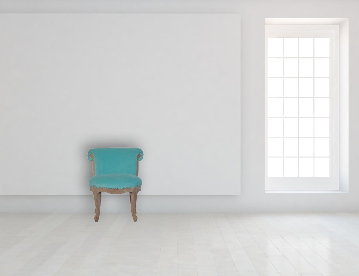 Aqua Velvet Studded Accent Chair