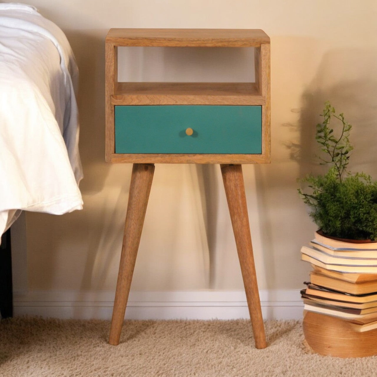 Mini Teal Hand Painted Bedside