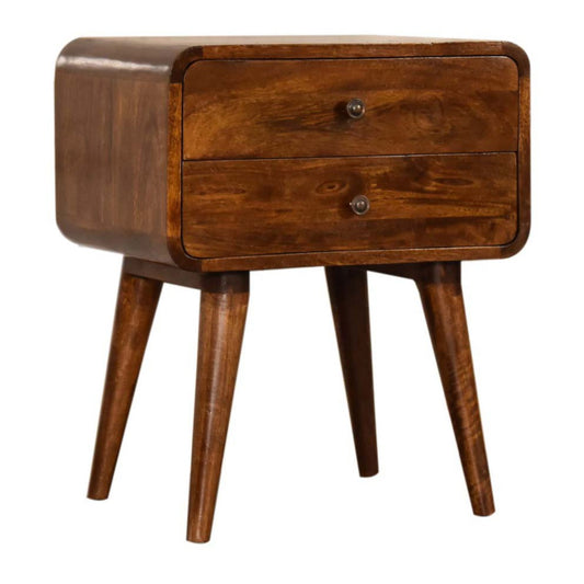 Curve Chestnut Cable Access Bedside Table