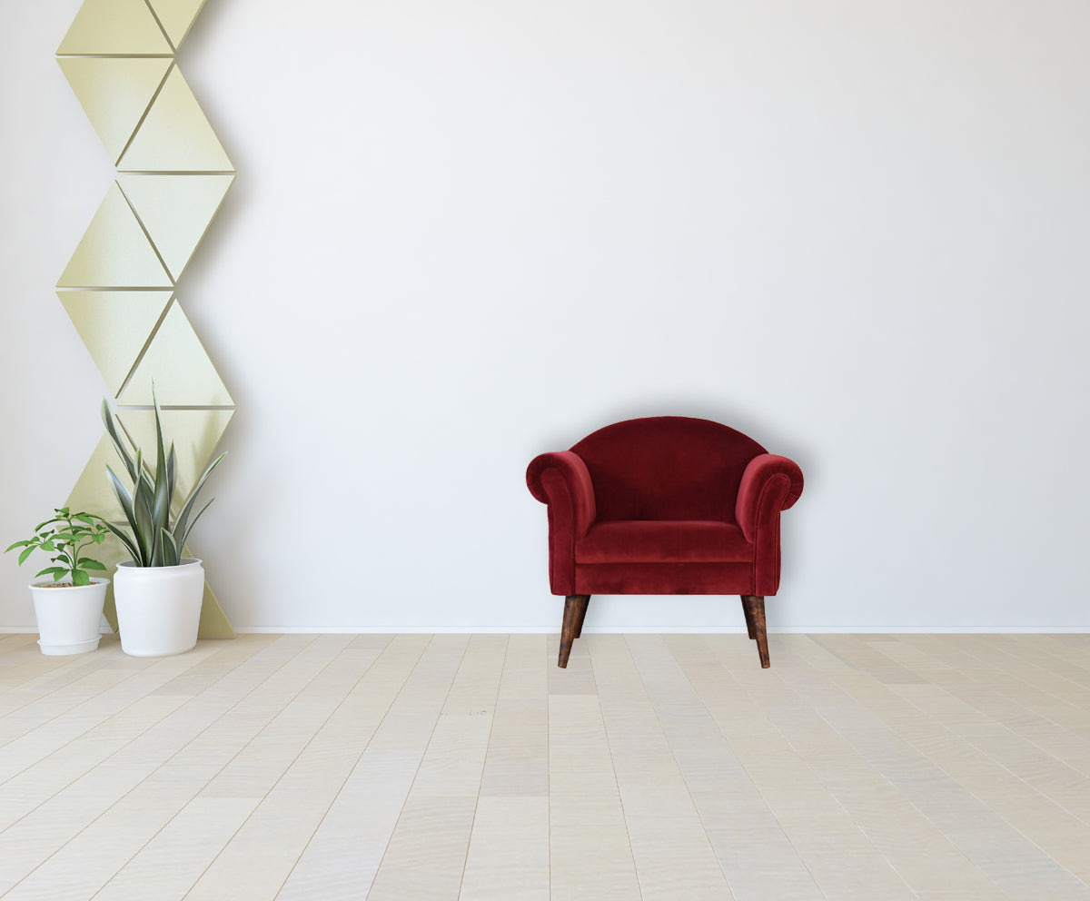 Wine Velvet Nordic Style Armchair