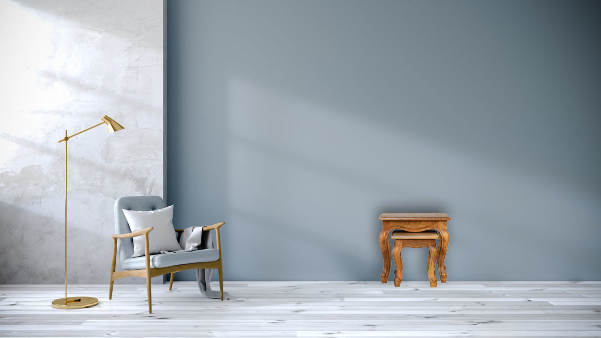 Oak-ish French Style Stool Set