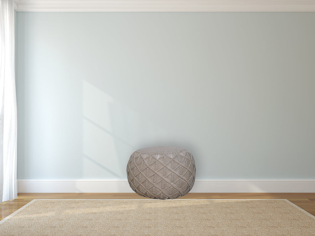 Ansley Cream Knitted Pouffe for Elegant Living Room Decor