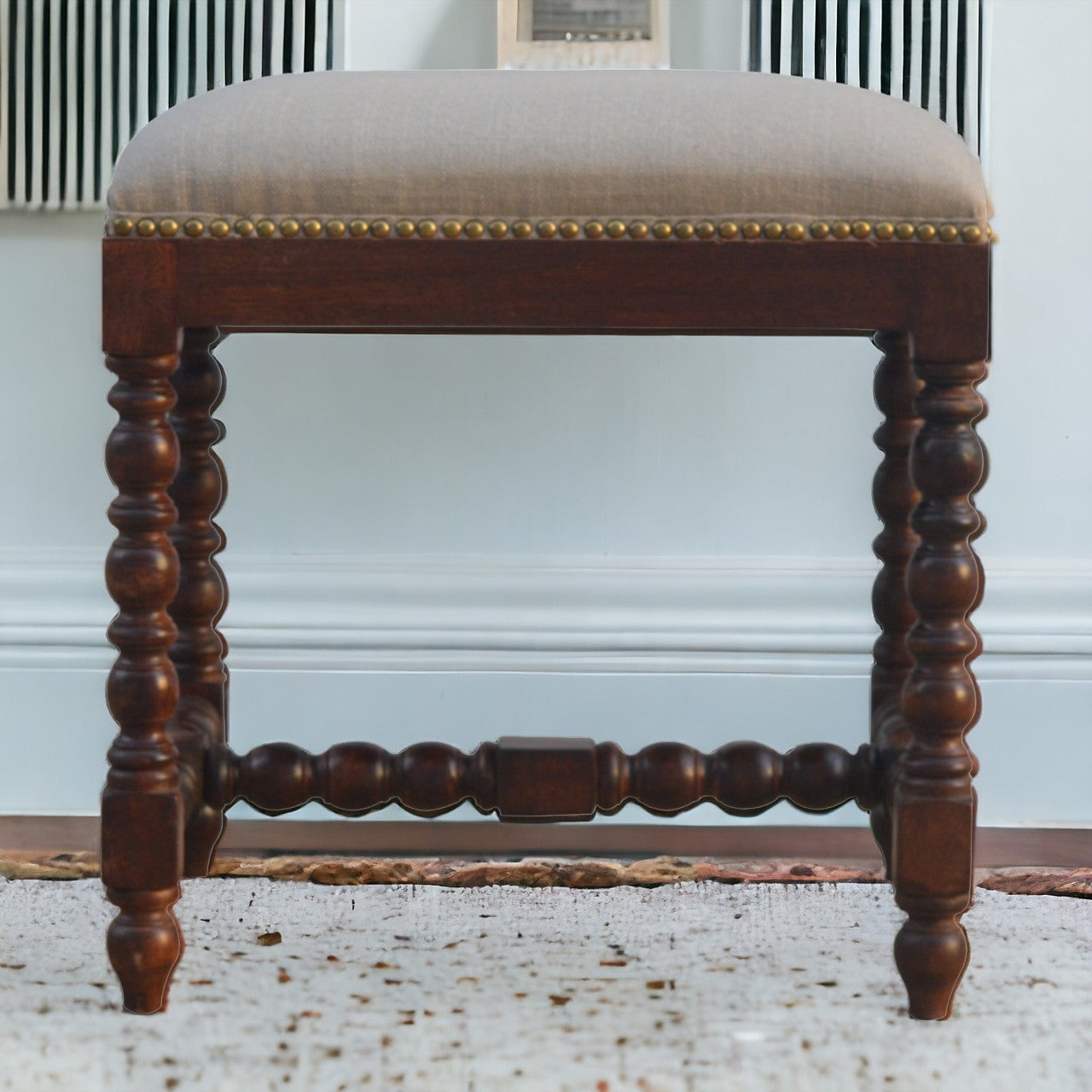 White Linen Occasional Footstool