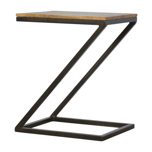 Side Table with Iron Base Accent Piece | Iron & Mango Wood