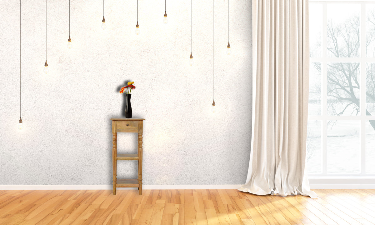 Turned Leg Telephone Table Accent Piece | Oak-Ish Solid Mango Wood