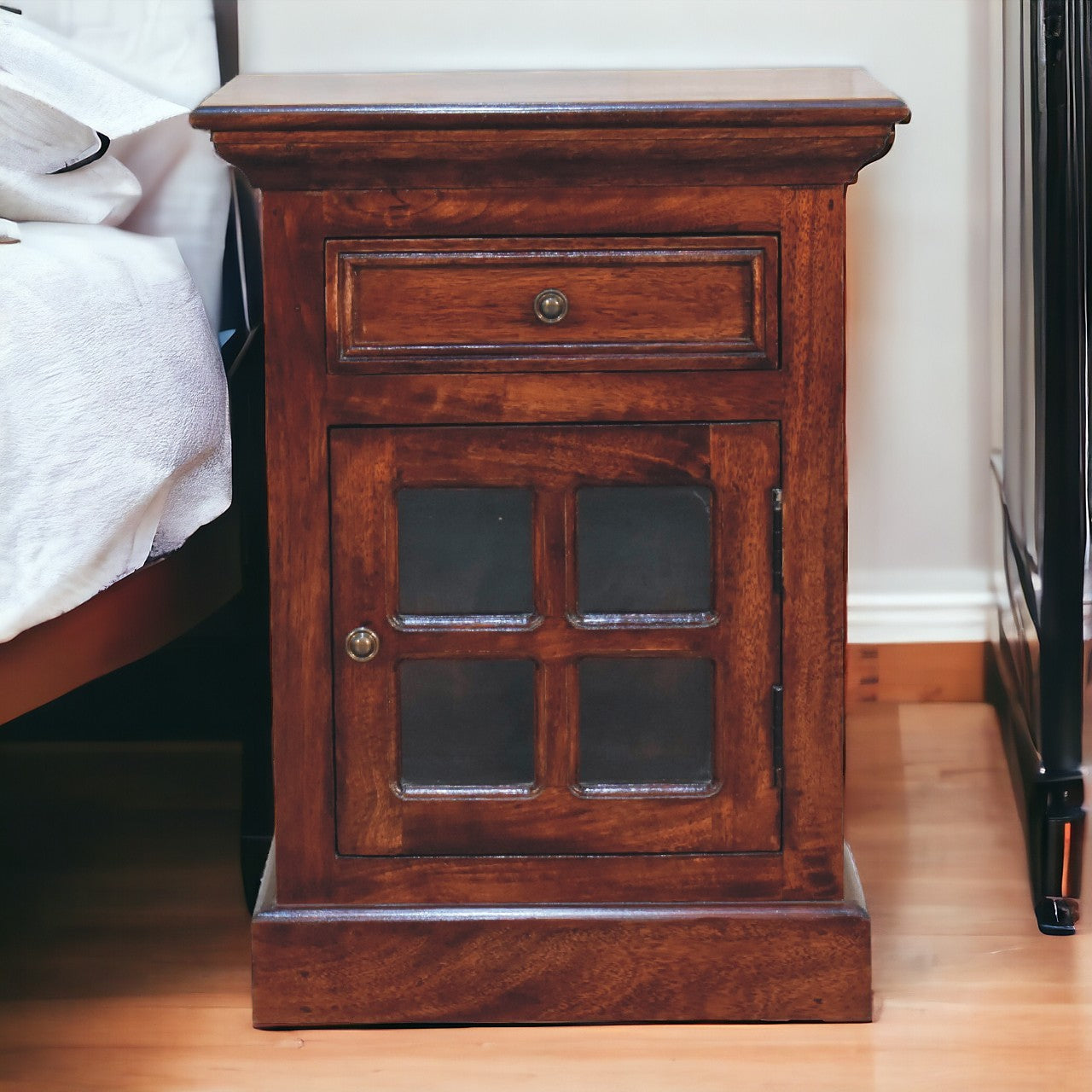 Cherry Bedside with Glazed Door