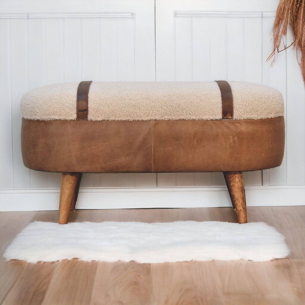 Tan Buffalo Boucle Nordic Bench