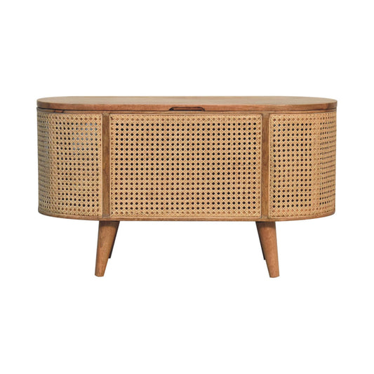 Larrisa Rounded Lid up Blanket Box Storage Bench | Oak Solid Mango Wood