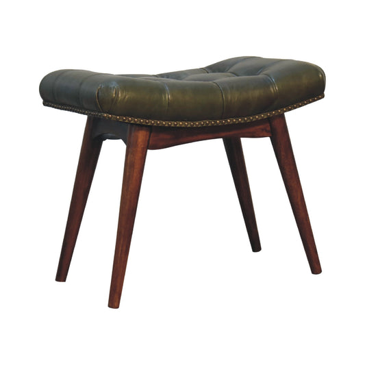Harbour Green Footstool | Buffalo Leather