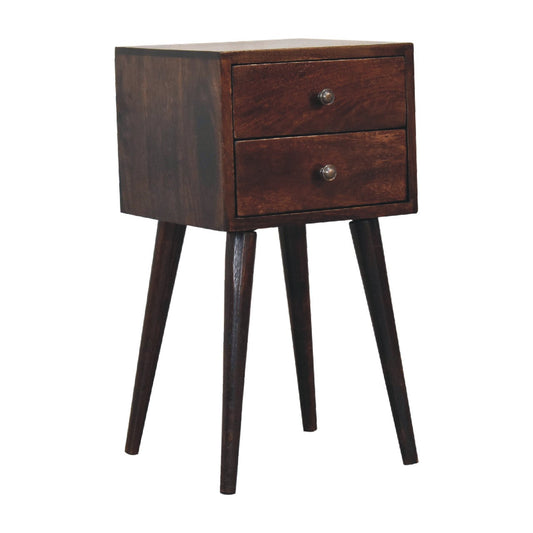 Mini 2 Drawer Walnut Bedside