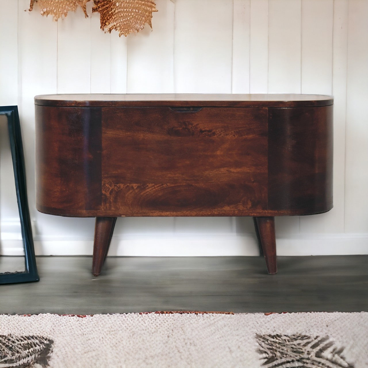 Walnut Rounded Lid-up Blanket Box