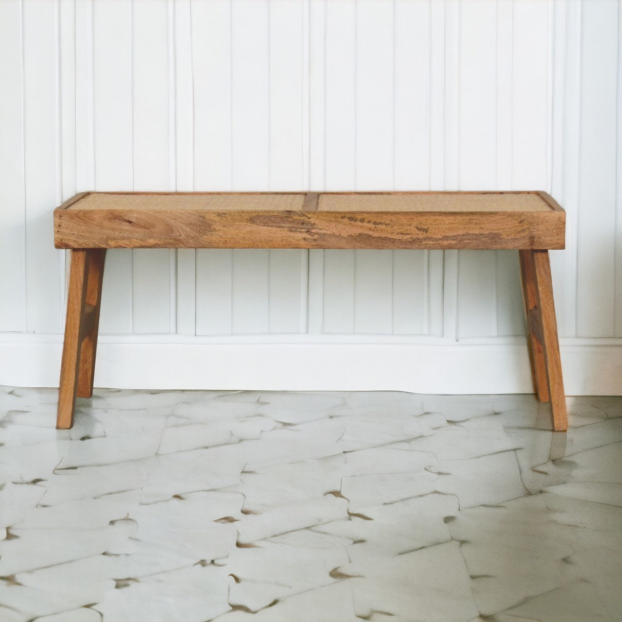 Open Rattan Bench