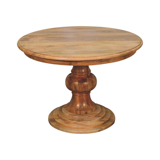 Round Turned Dining Table | Oak Solid Mango Wood