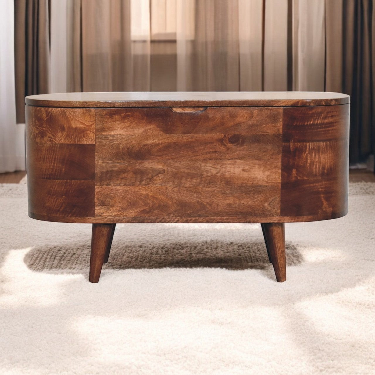 Honey Caramel Rounded Lid up Blanket Box