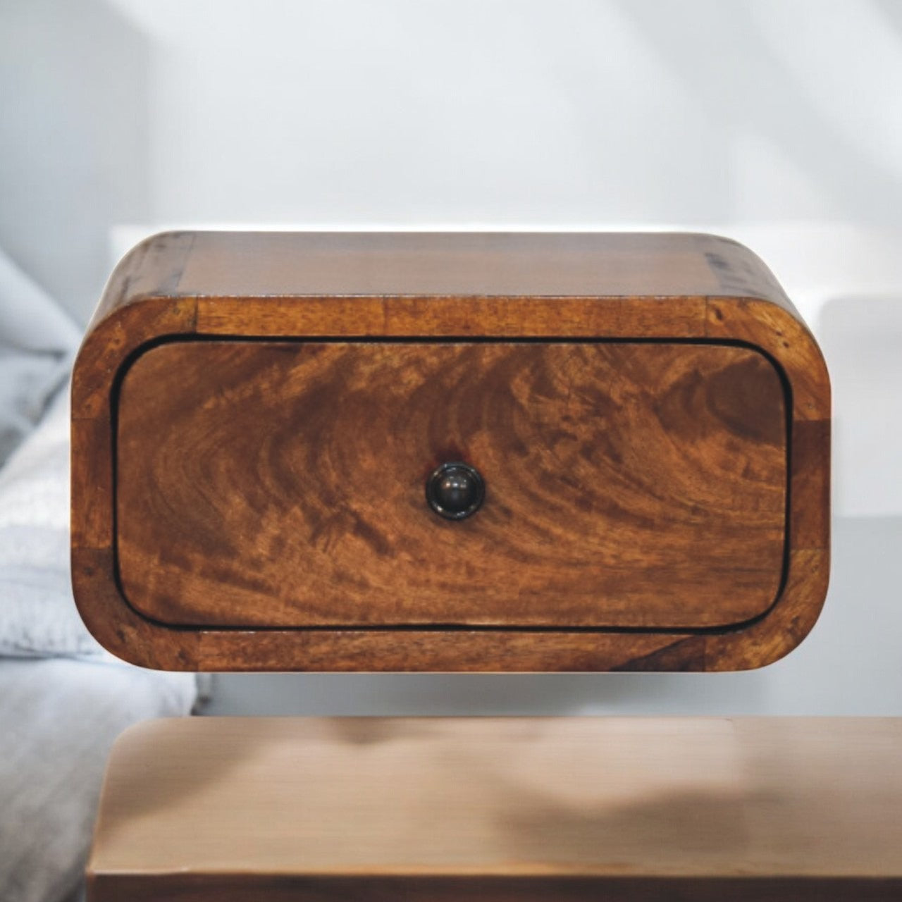 Avora Mini Wall-Mounted Chestnut 1 Drawer Nightstand