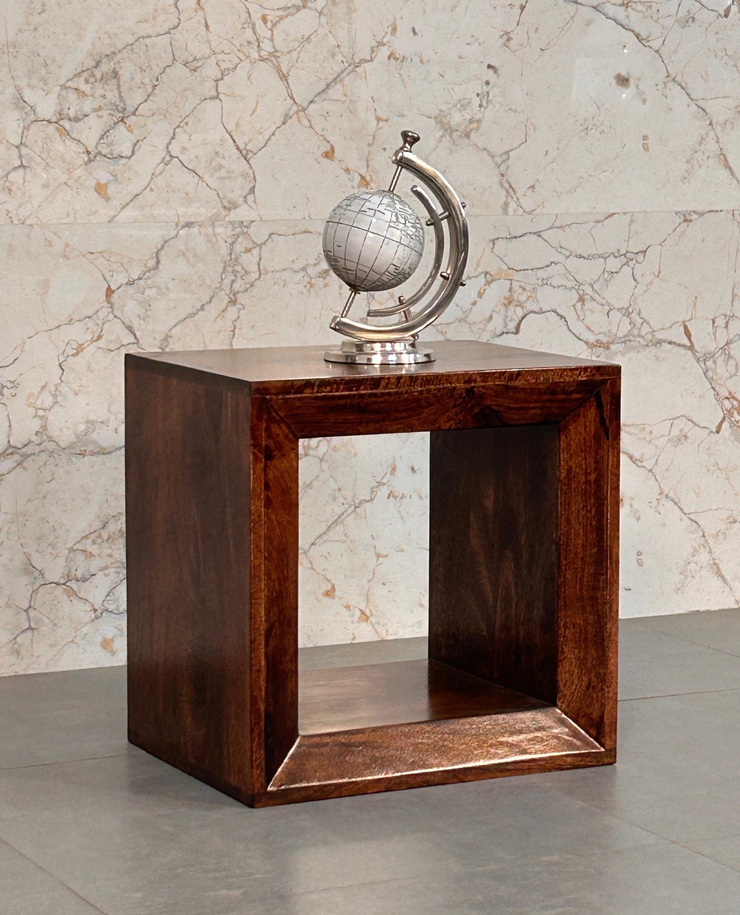Solis Open California Walnut Side Table Accent Piece