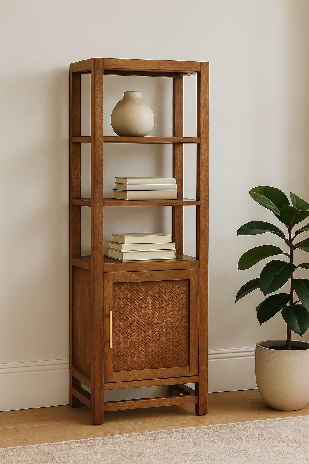 Solid Wood Open Shelf Unit Chest of Drawers