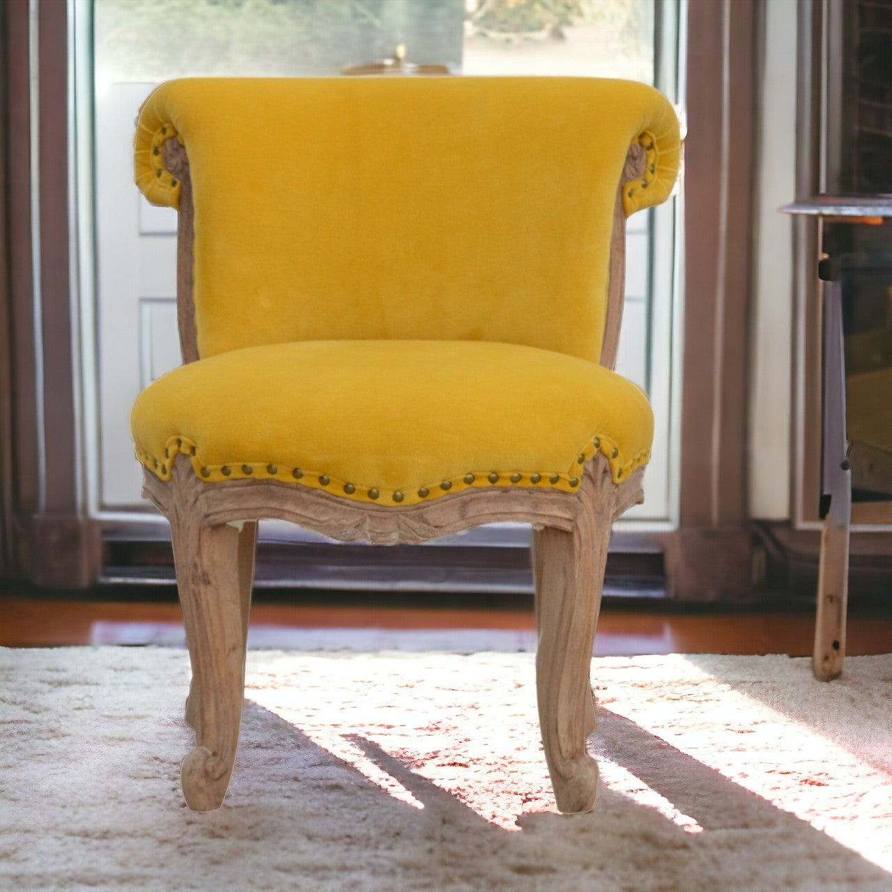 Mustard Velvet Studded Chair