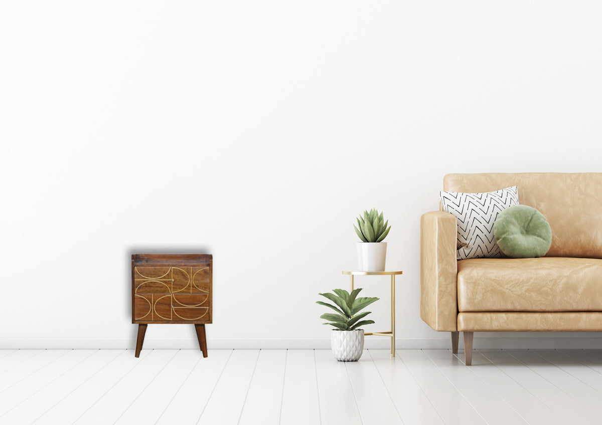 Chestnut Inlay Abstract Bedside