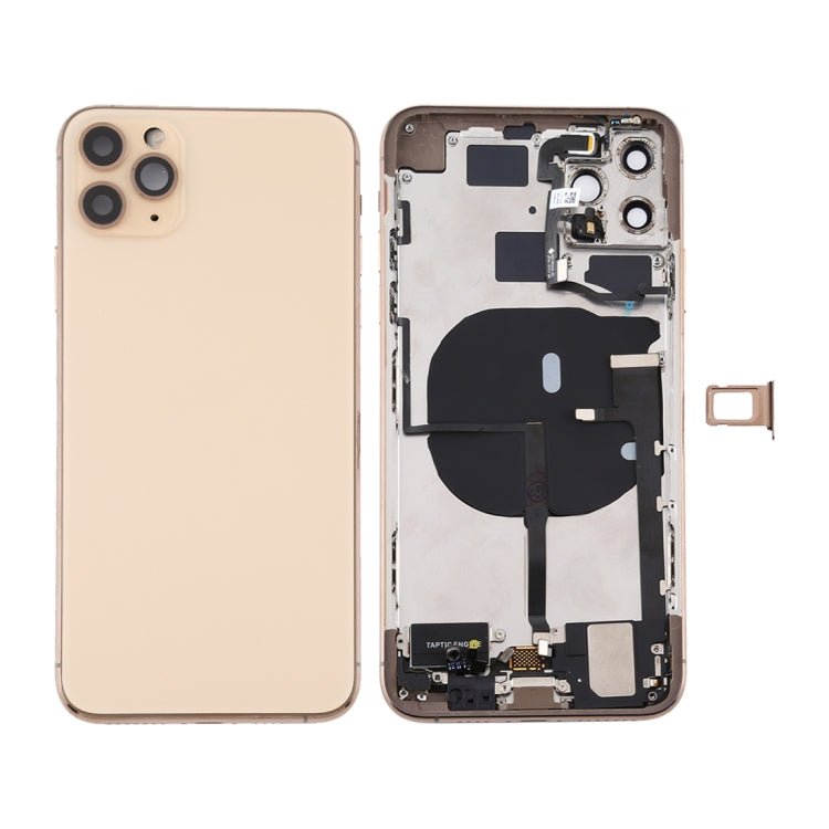 Battery Back Cover Assembly (with Side Keys & Power Button + Volume Button Flex Cable & Wireless Charging Module & Motor & Charging Port & Speaker Ringer Buzzer & Card Tray & Camera Lens Cover) for iPhone 11 Pro, For iPhone 11 Pro