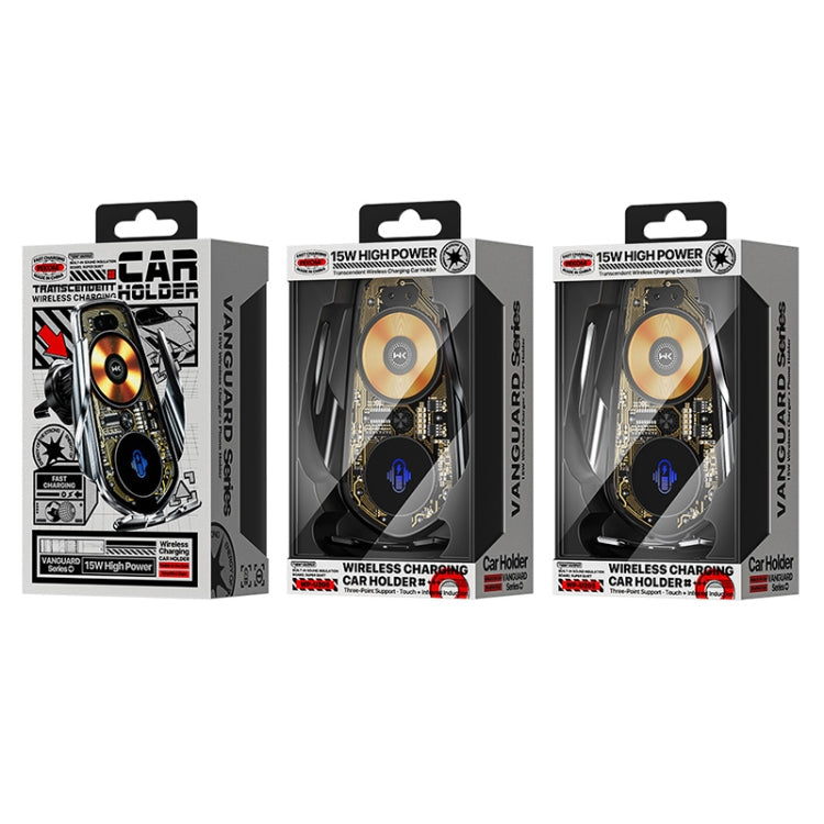 WK WP-U205 15W Vanguard Series Transcendent Wireless Charging Car Holder (Silver)