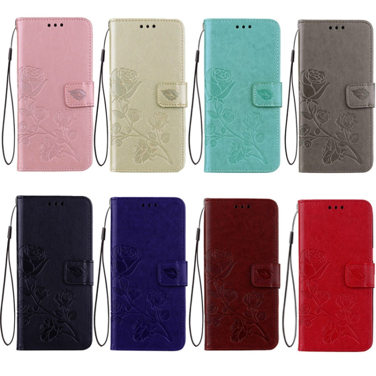 For iPhone XR Rose Embossed Horizontal Flip PU Leather Case, with Holder & Card Slots & Wallet, For XR