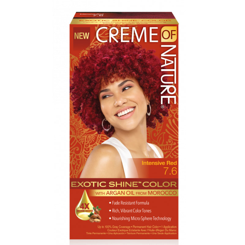 Creme Of Nature Exotic Shine Permanent Color 7.6 Intensive Red - For Vibrant, Long-Lasting Red Hair