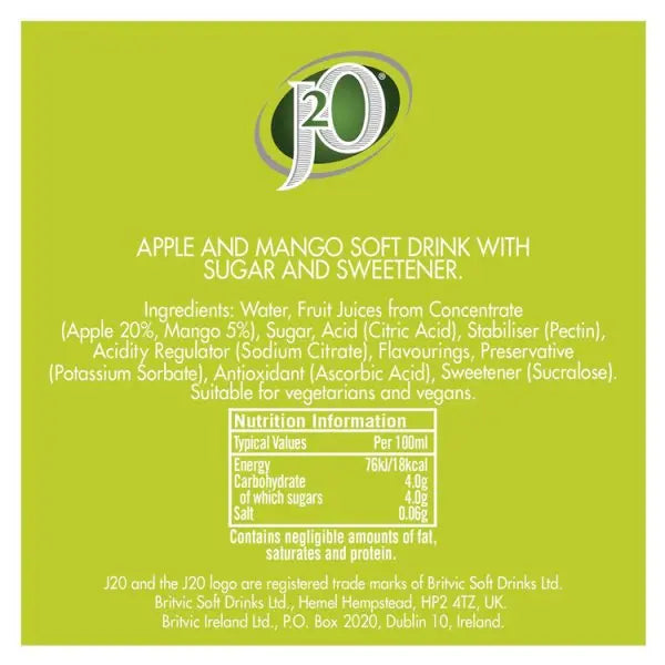 J2O Apple & Mango 12 x 275ml (Case of 12)