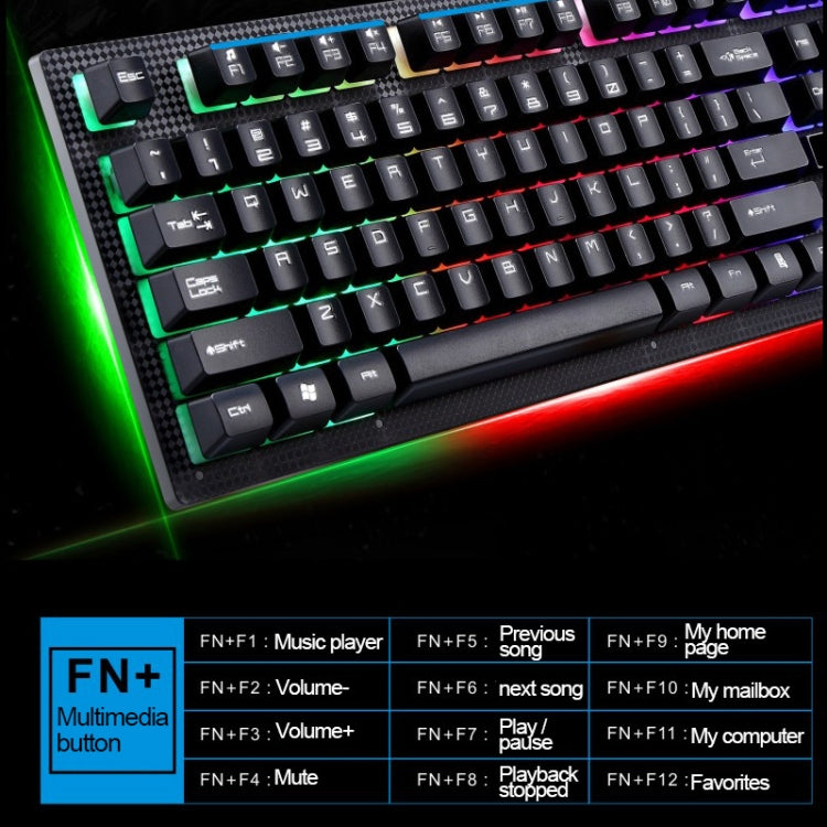 ZGB G20 1600 DPI Professional Wired Glowing Mechanical Feel Suspension Keyboard + Optical Mouse Kit for Laptop, PC