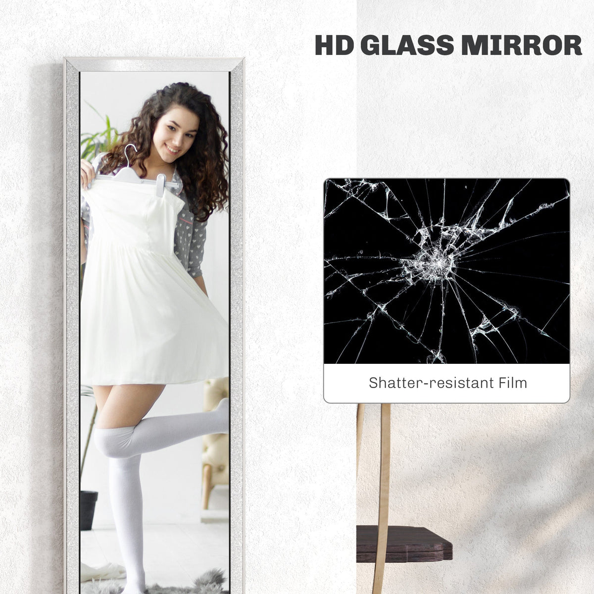HOMCOM Floor Mirror Wall Mounted Leaning Standing Mirror 37 x 157cm