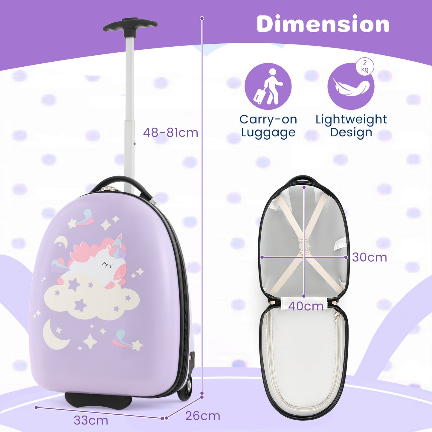 16 Inches Kids Carry-On Luggage with Wheels-Blue
